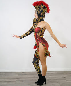 The Daisy Headpiece Attached One Leg Bodysuit Left Side View